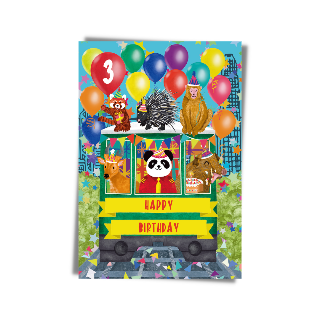 GREETING CARD: Happy Birthday Peak Tram Party (Age 1 - 7)