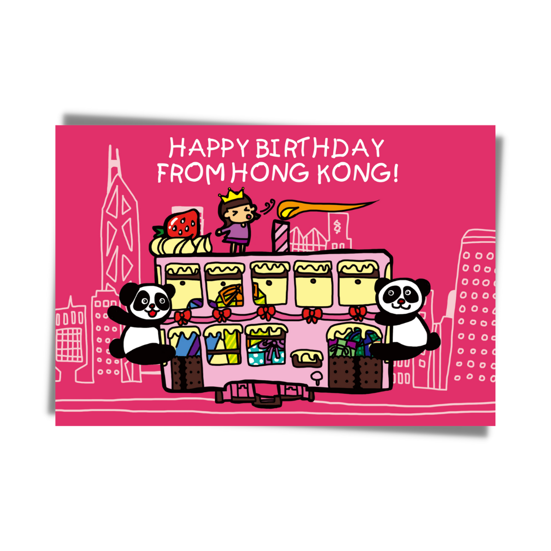 GREETING CARD: Happy Birthday From Hong Kong - Pink Tram