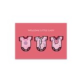 GREETING CARD: Welcome Little Lady - Onesies