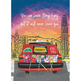 GREETING CARD: You Can Leave Hong Kong (Boot of Taxi)