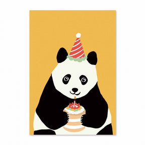 Black GREETING CARD: Yellow Panda