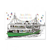 Dark Slate Gray GREETING CARD: Happy Birthday - White Star Ferry Ride