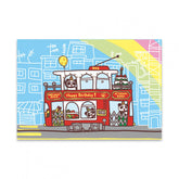 Light Steel Blue GREETING CARD: Happy Birthday From Hong Kong - Rainbow Tram