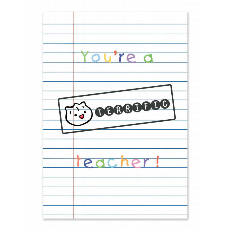 Dark Slate Gray GREETING CARD: You're a Terrific Teacher