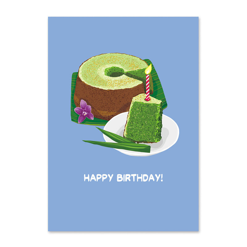 Sky Blue GREETING CARD: Happy Birthday - Pandan Cake