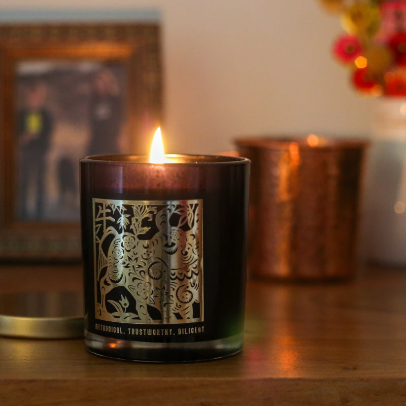 Dark Olive Green HAND POURED SOY WAX CANDLE: Customised Zodiac Design