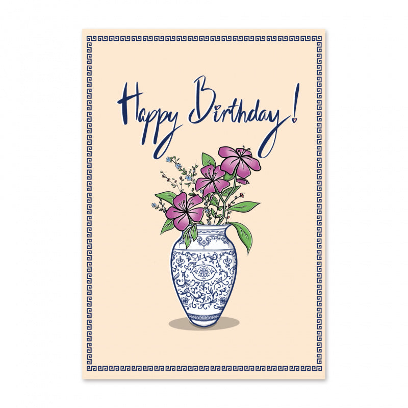 Antique White GREETING CARD: Birthday Blooms