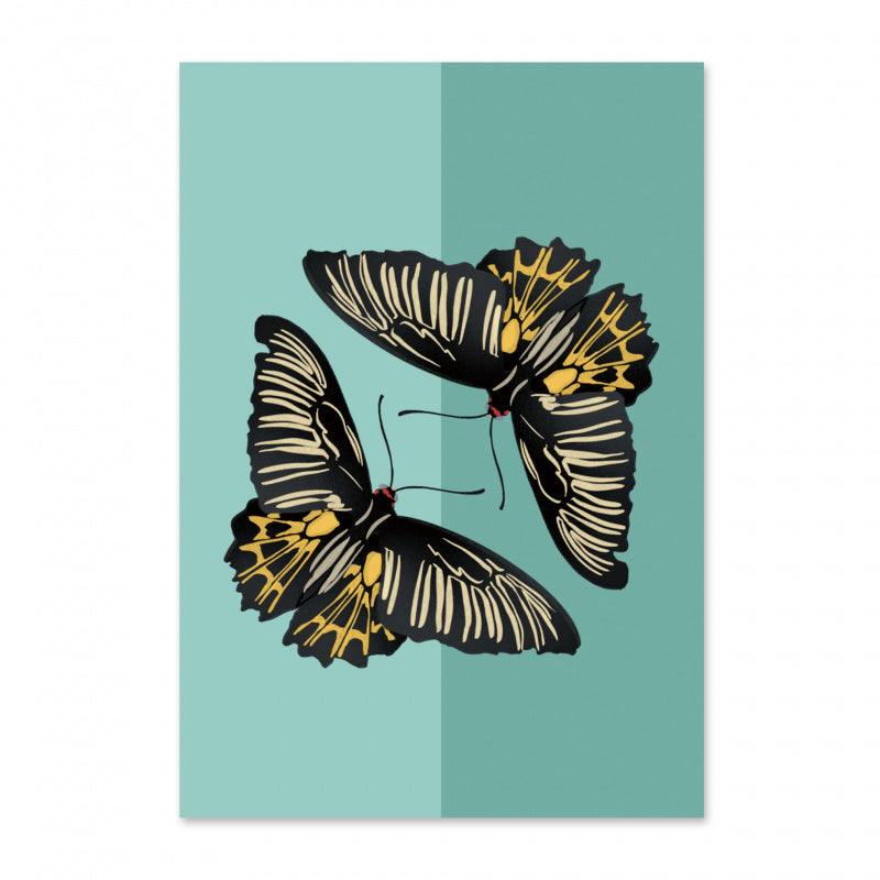 Dark Sea Green GREETING CARD: Butterflies