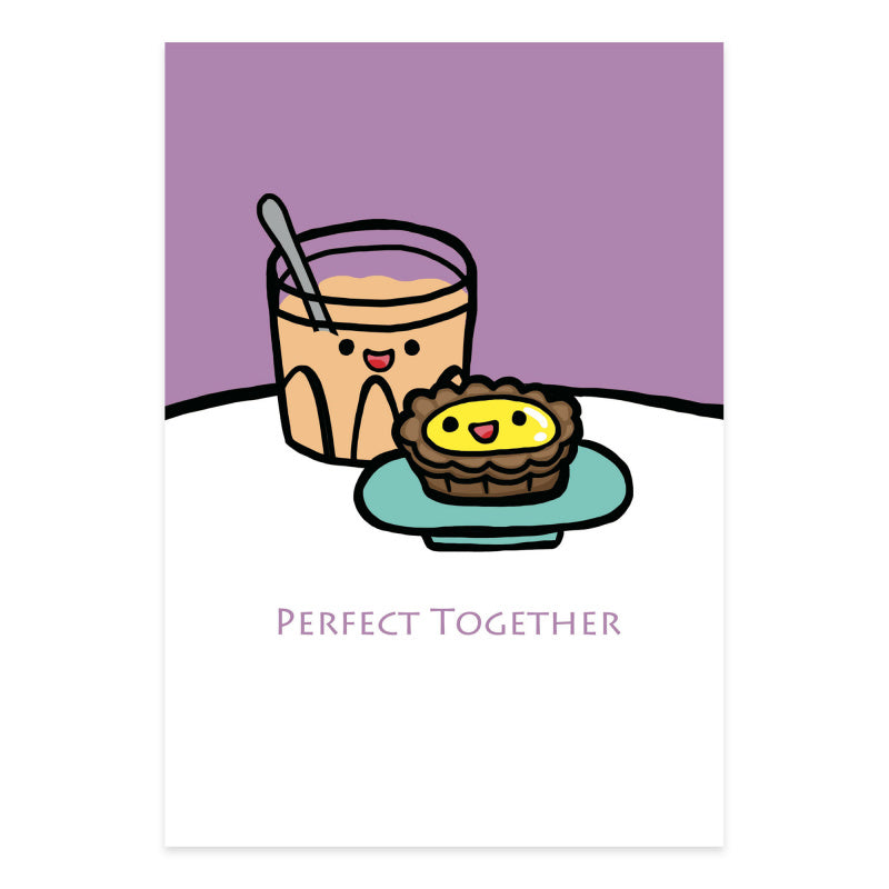Rosy Brown GREETING CARD: Perfect Together - Milk Tea & Egg Tart