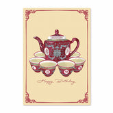 Wheat GREETING CARD: Happy Birthday - Teacups