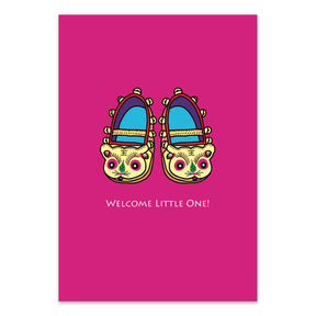 Violet Red GREETING CARD: WELCOME LITTLE ONE - Tiger Slippers