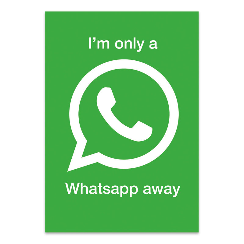 Lime Green GREETING CARD: I'm Only a Whatsapp Away
